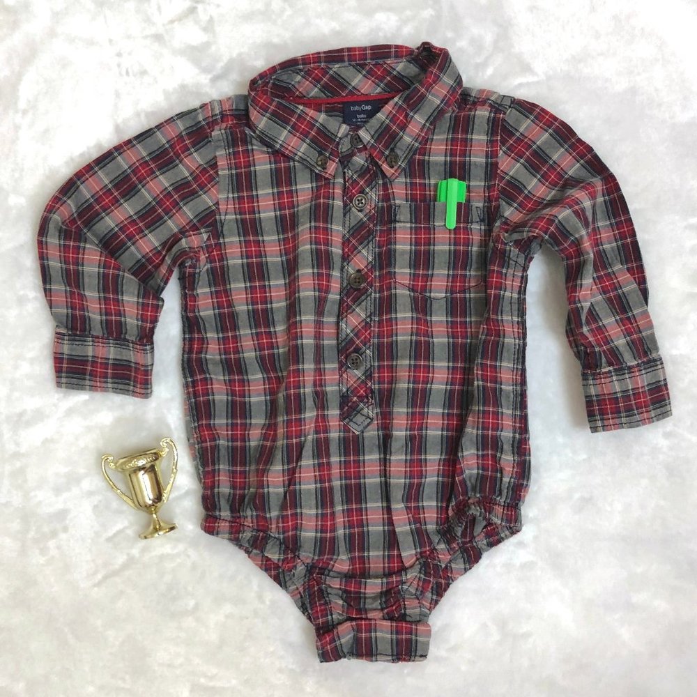 Plaid Baby Gap button down long sleeve onesie